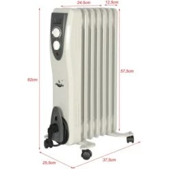 El Fuego Mobiler Elektro-Ölradiator 7 Rippen Weiß -Heizgeräte 109963 2240 4
