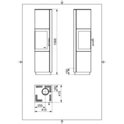 Hark Dauerbrand-Kaminofen Couper ST Inkl. Speicherstein & Automatik 6 KW EEK: A+ -Heizgeräte 209393 1921 skizze