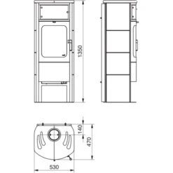 Hark Dauerbrand Kaminofen Opera-B Grande Cremeweiß 5 KW Mit Automatik EEK: A+ -Heizgeräte 209405 1921 skizze