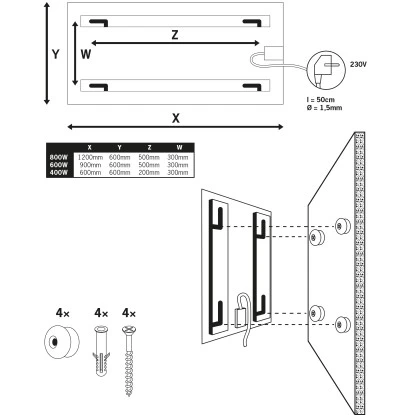 Ximax Glas Paneel Weiß Ohne Rahmen 600 Mm X 1200 Mm 800 W 5 Ximax Glas Paneel Weiß Ohne Rahmen 600 Mm X 1200 Mm 800 W – Bild 3