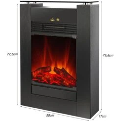 EL Fuego Elektrokamin Tessin Schwarz Mit Heizung Dimmbar 1,8 KW -Heizgeräte 4416186 2240 AY0627 3