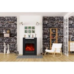 EL Fuego Elektrokamin Tessin Schwarz Mit Heizung Dimmbar 1,8 KW -Heizgeräte 6 2240 AY0627 Milieufoto 2