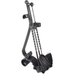 Kaminbesteck Schmiedeeisen Schwarz Lackiert Silber Patiniert