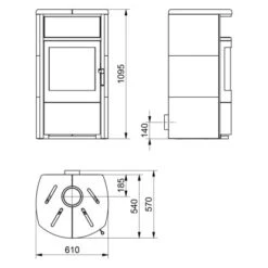 Hark Dauerbrand-Kaminofen Taifun Schwarz Naturstein Grau 8 KW Automatik EEK: A+ -Heizgeräte 9185463 VM